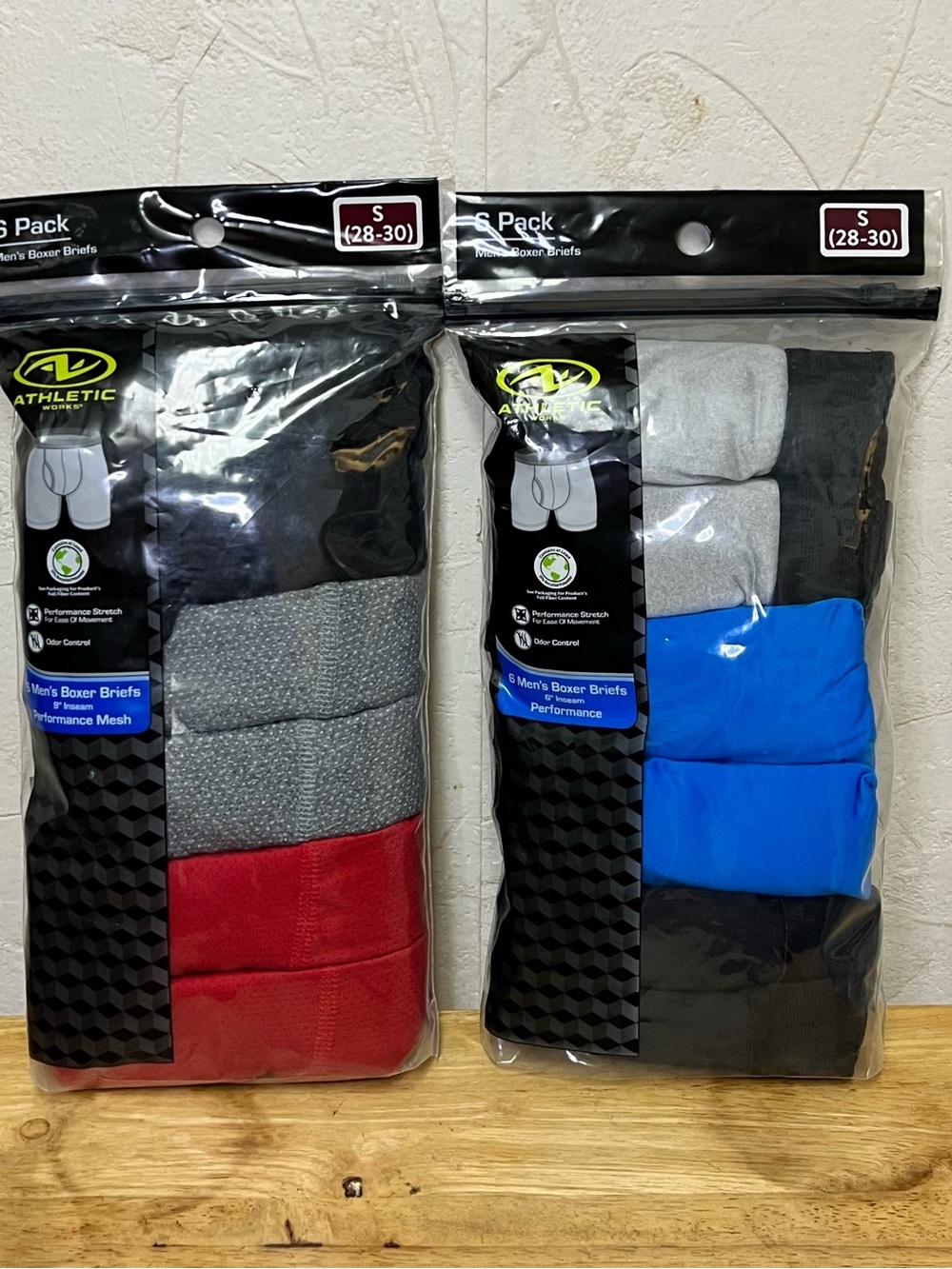 Athletic Works Men's Breathable Mesh Performance Boxer Briefs. 2 packs Sz S